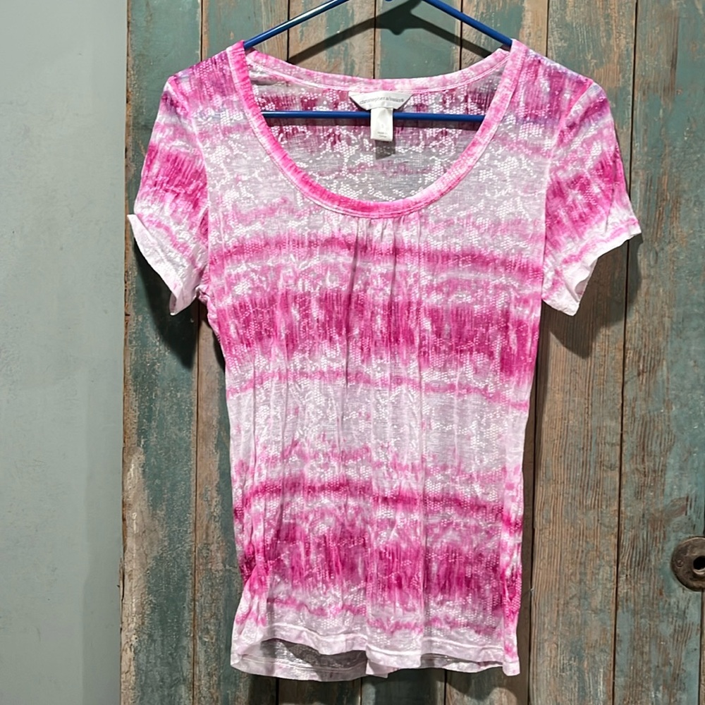 Christopher & Banks women’s small sheer short sleeve tie dye blouse